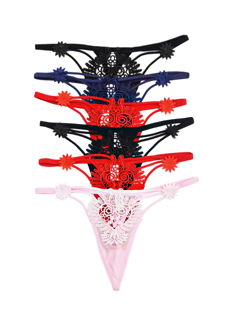 6 Pack Karlie Sexy Lace G String Thong Panties Bundle B