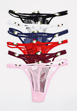 6 Pack Rosie Sexy Lace G String Thong Panties Bundle C