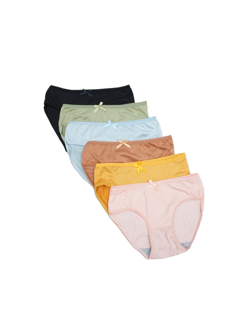 6 Pack Gracelyn Ribbon Cotton Panties